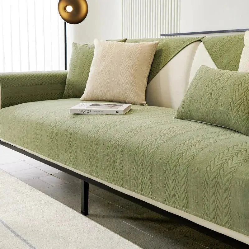 Capa de Sofá Chenille Antiderrapante Impermeável Verde - PAGUE 1 LEVE  2