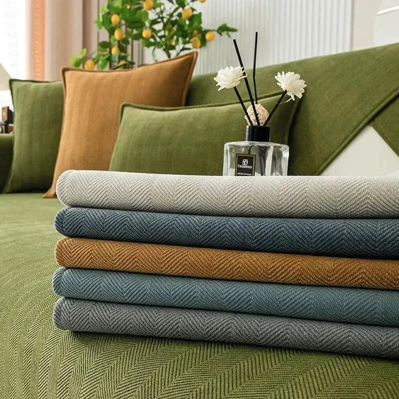 Capa de Sofá em Tecido Chenille Antiderrapante Verde - Zinova