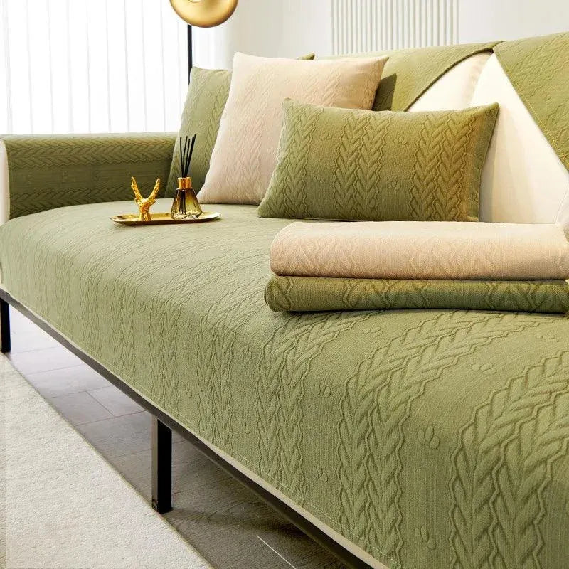 Capa de Sofá Chenille Antiderrapante Impermeável Verde - PAGUE 1 LEVE  2