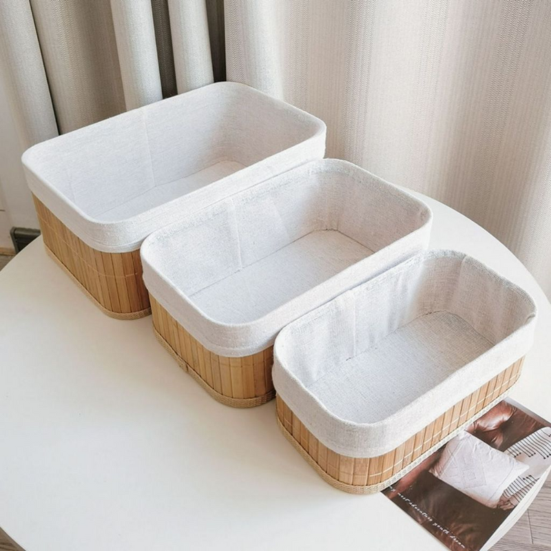 Kit com 3 Cestos de Bambu Organizador - Zinova