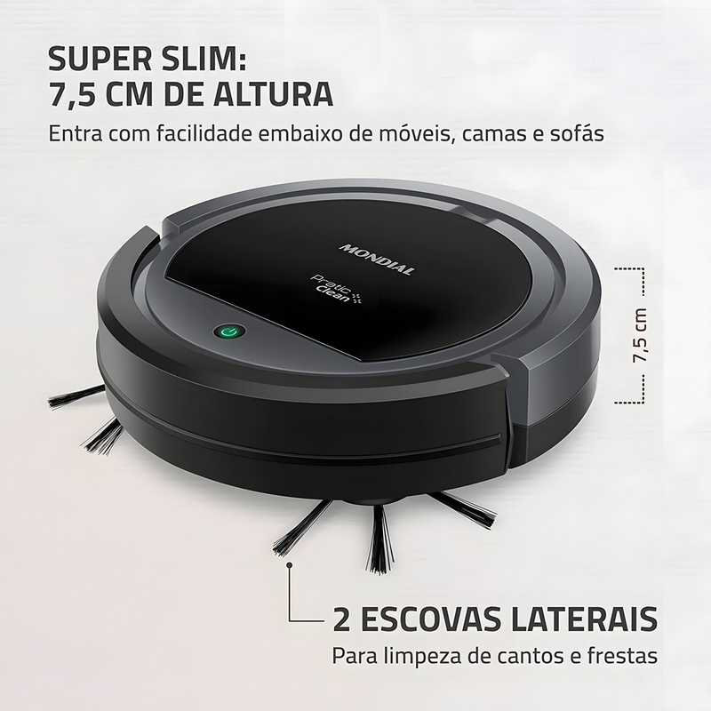 Aspirador de pó robô pratic clean Mondial RB-11 bivolt 30w - Zinova