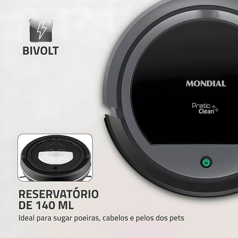 Aspirador de pó robô pratic clean Mondial RB-11 bivolt 30w - Zinova