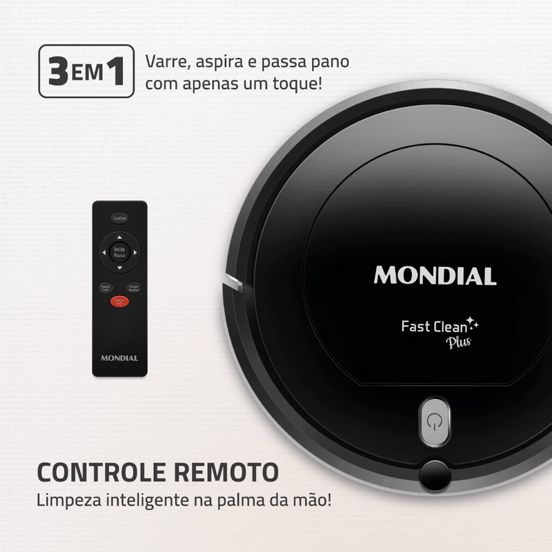 Aspirador de pó robô multi clean Mondial Rb-03 bivolt 30w - Zinova